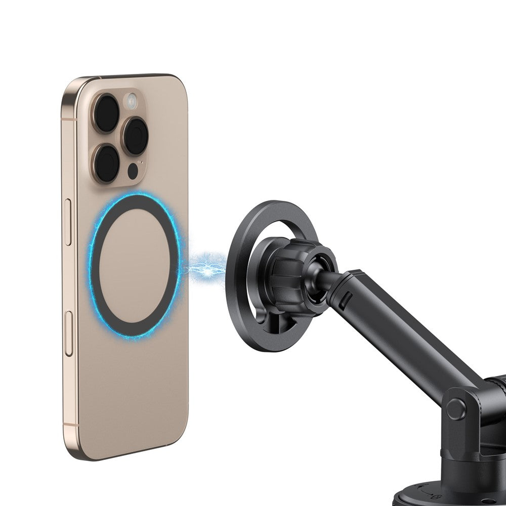 BUDI CM591B Magnetische Auto-Handyhalterung – Verstellbar, 360° drehbar & mit Saugnapfbasis