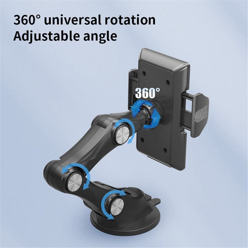 XZ3+JZ6 Nano Suction Cup Base Phone Holder Automatic Clamping Three Segment Bracket for Car Dashboard / Windshield