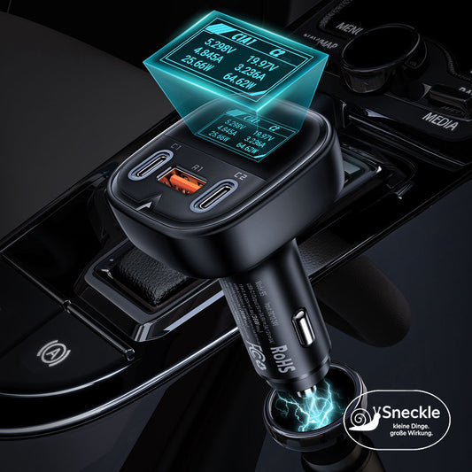 Autoladegerät – 101W Schnellladung – 2×USB-C & 1×USB-A – OLED-Display