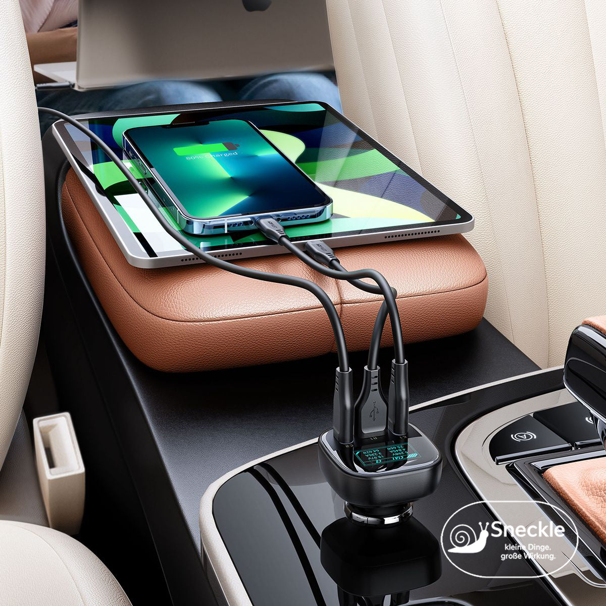 Autoladegerät – 101W Schnellladung – 2×USB-C & 1×USB-A – OLED-Display
