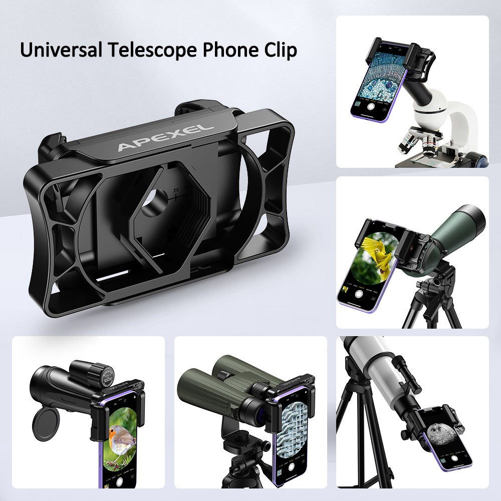 APEXEL F002 Teleskop-Telefonadapter – Okularlinsenanschluss, Kompatibel mit Monokular, Binokular & Mikroskop