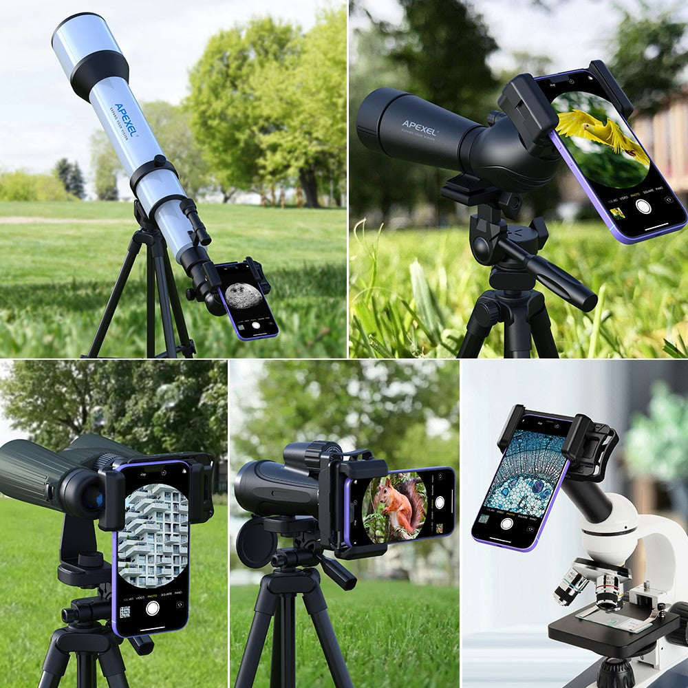 APEXEL F002 Teleskop-Telefonadapter – Okularlinsenanschluss, Kompatibel mit Monokular, Binokular & Mikroskop