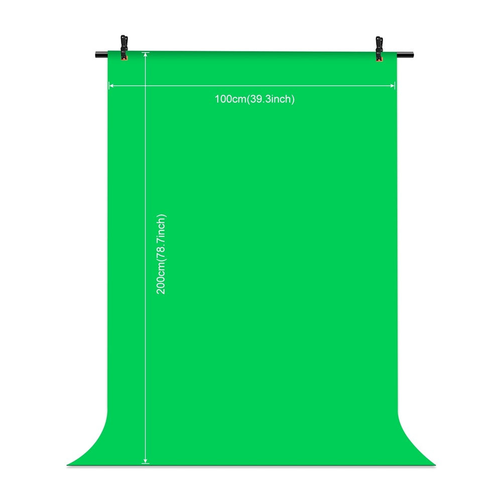 PULUZ PU5204G Green Screen Hintergrund – 1 x 2 m, aus Baumwollmischgewebe, verdickt, mit T-förmigem Stativ & 3 Klemmen, für Fotostudios