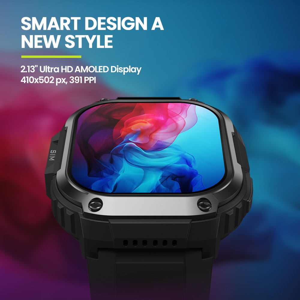 ZEBLAZE Thor SQ Sport-Smartwatch – 2,13-Zoll-AMOLED-Display, Videoanrufen, 4G, 2+16 GB Speicher, GPS, WiFi, Kamera 2MP