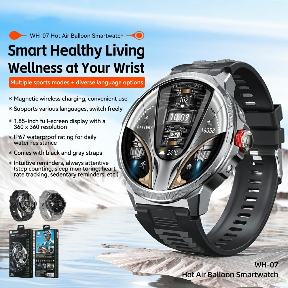 WEKOME WH-07 Smartwatch – Zinklegierung, wasserdicht, Bluetooth-kompatibel, 1,85 Zoll HD-Display, Gesundheitsüberwachung, mit 2 Armbändern