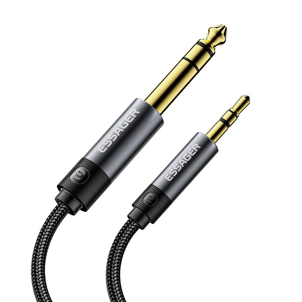 ESSAGER HD-Sound-Kabel – 5 m, geflochten, 3,5-mm-Klinkenstecker auf 6,5-mm-Klinkenstecker, mit vergoldetem Stecker