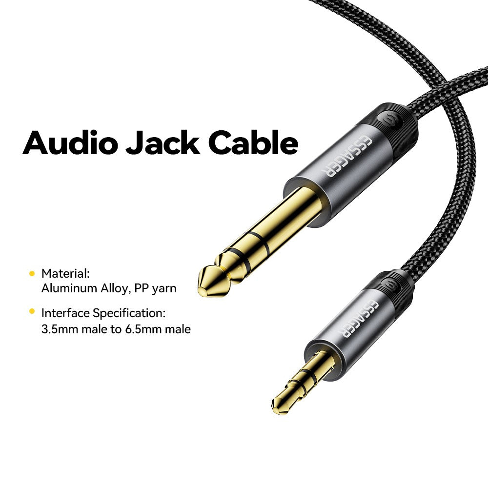ESSAGER HD-Sound-Kabel – 5 m, geflochten, 3,5-mm-Klinkenstecker auf 6,5-mm-Klinkenstecker, mit vergoldetem Stecker