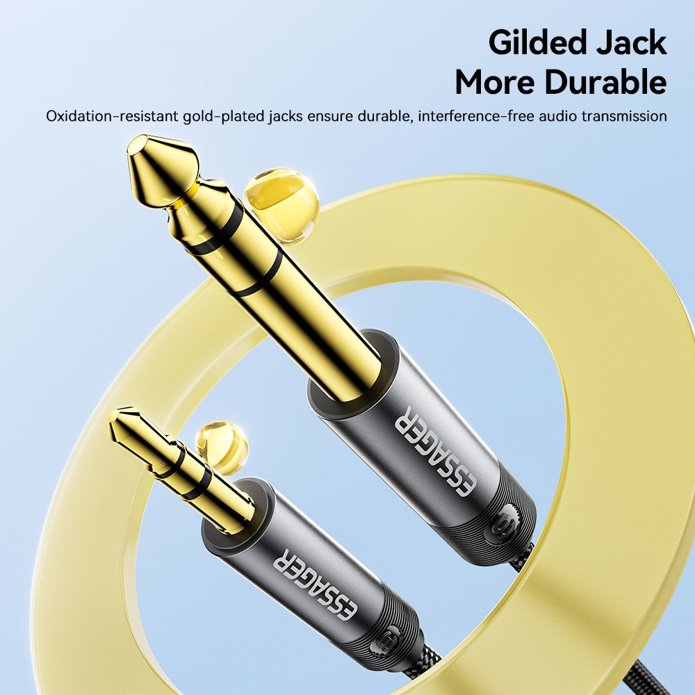 ESSAGER HD-Sound-Kabel – 5 m, geflochten, 3,5-mm-Klinkenstecker auf 6,5-mm-Klinkenstecker, mit vergoldetem Stecker