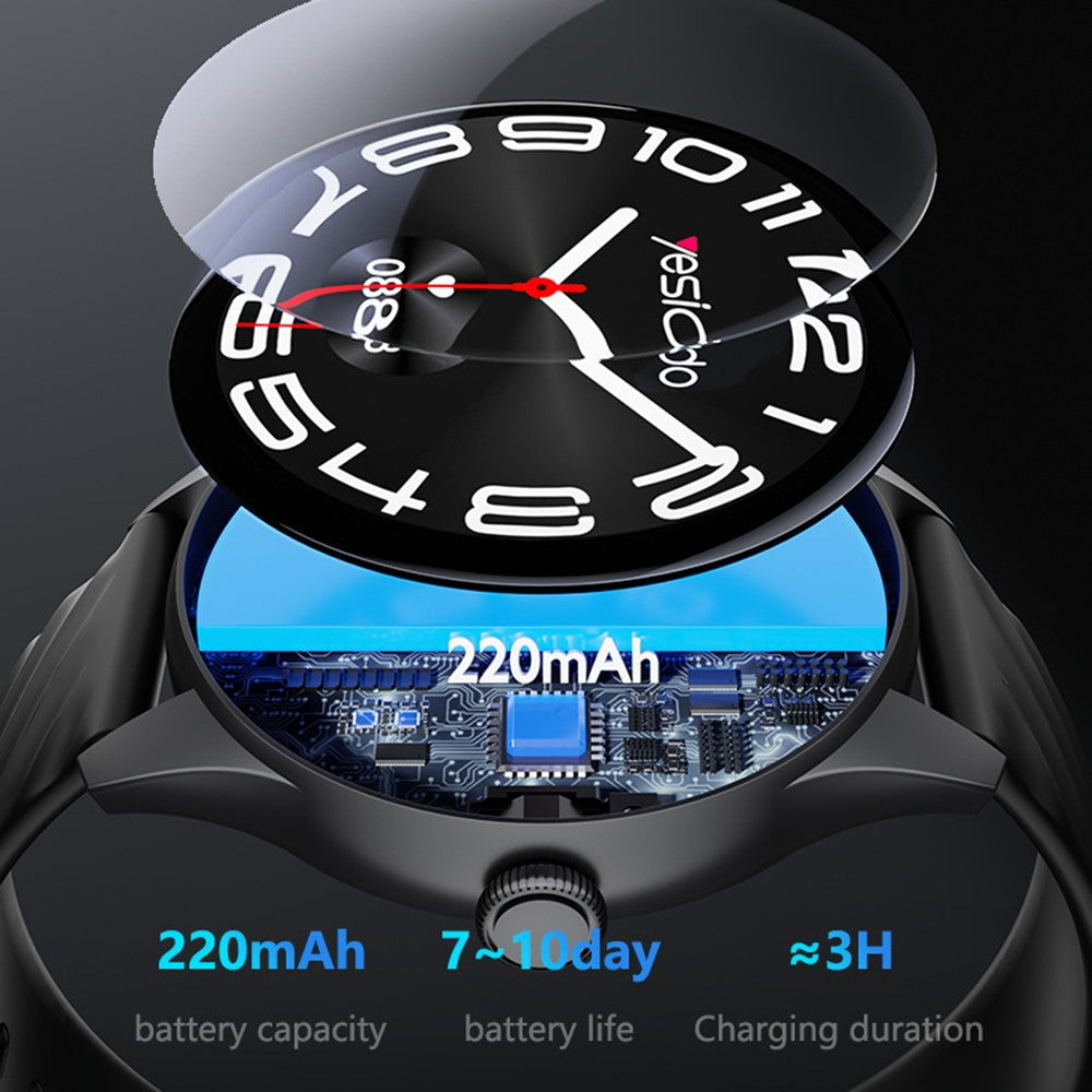 YESIDO IO43 Smartwatch – 1,53-Zoll-HD-Display, Gesundheitstracker mit Herzfrequenzmesser, Anruffunktion & Musiksteuerung