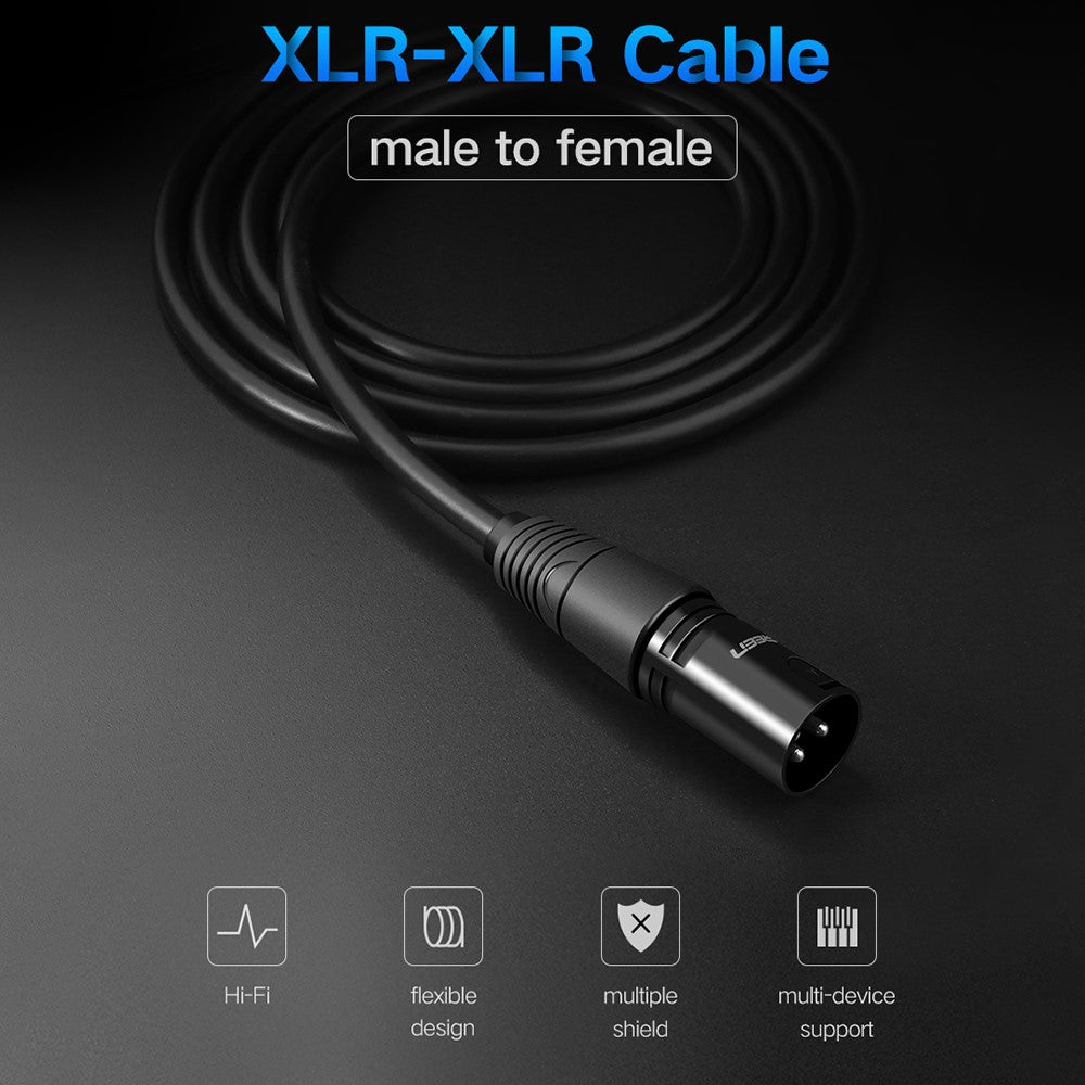 UGREEN XLR-Verlängerungskabel – 2m, hohe Klangqualität, für Audio-Mischpulte & Verstärker