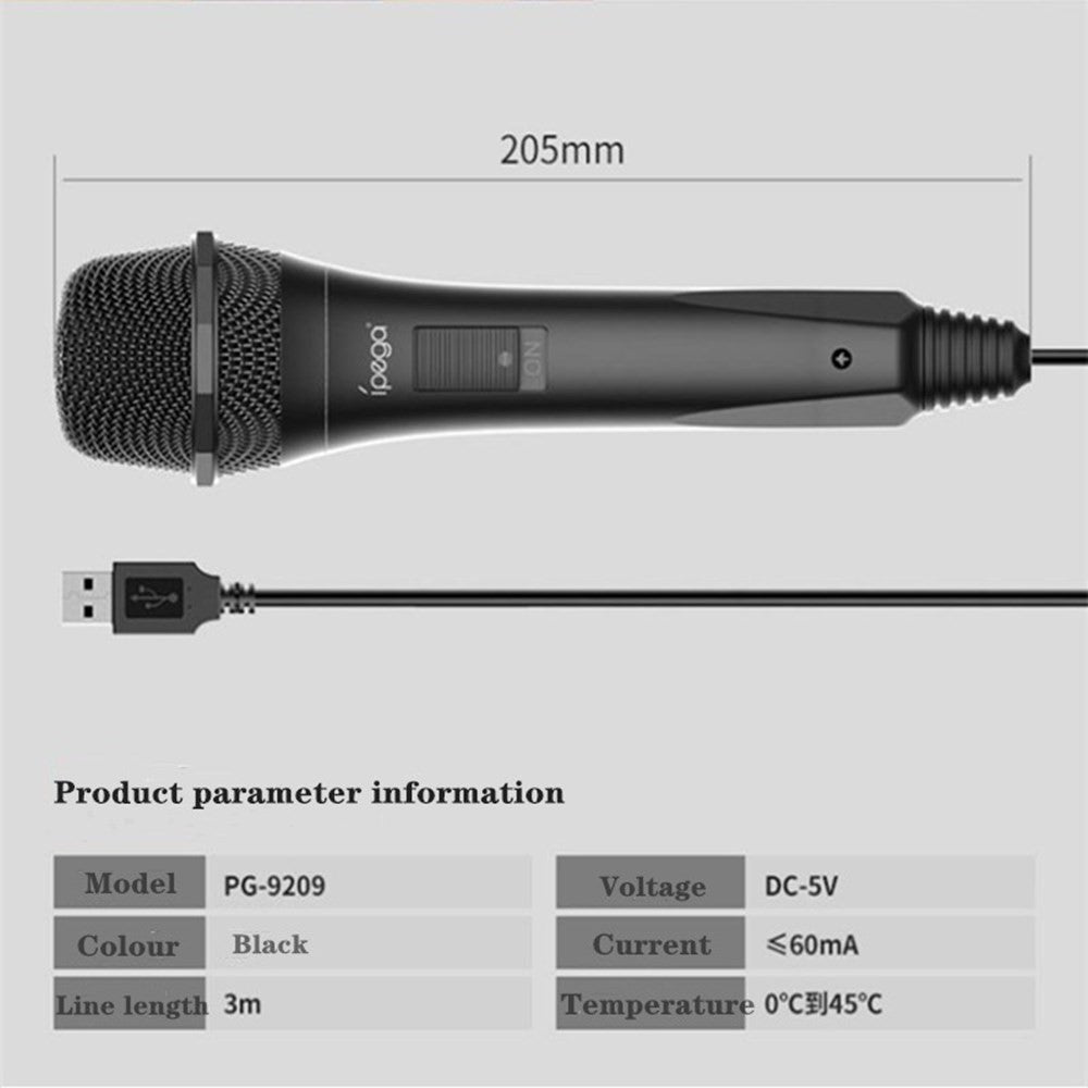 IPEGA PG-9209 Kabelgebundenes Handmikrofon – USB-2.0, für Karaoke, für PS4/Wii U/Nintendo Switch
