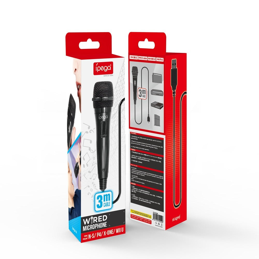 IPEGA PG-9209 Kabelgebundenes Handmikrofon – USB-2.0, für Karaoke, für PS4/Wii U/Nintendo Switch