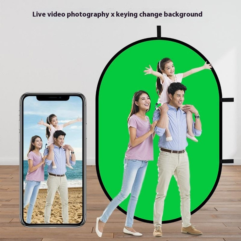 Chroma Key Hintergrund – 100 x 150 cm, Polyester + Metallrahmen, doppelseitig blau & grün, faltbar