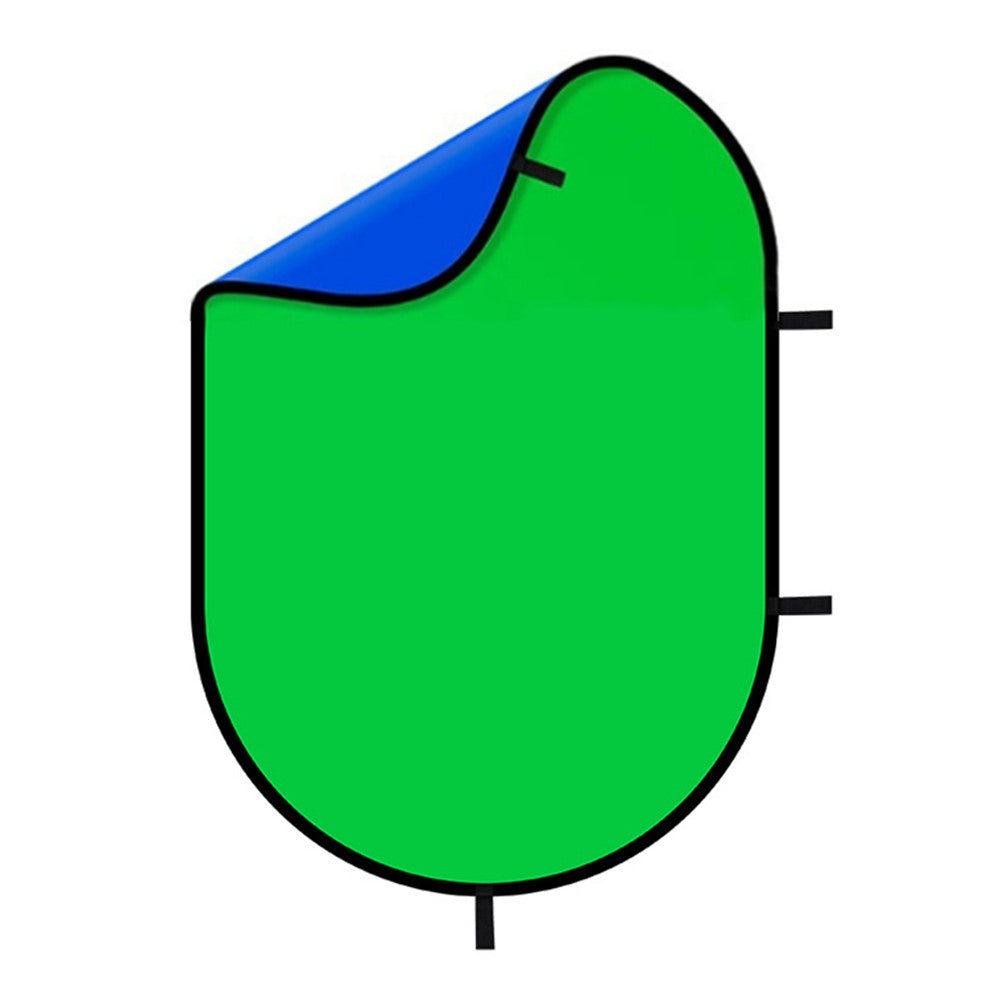 Chroma Key Hintergrund – 100 x 150 cm, Polyester + Metallrahmen, doppelseitig blau & grün, faltbar