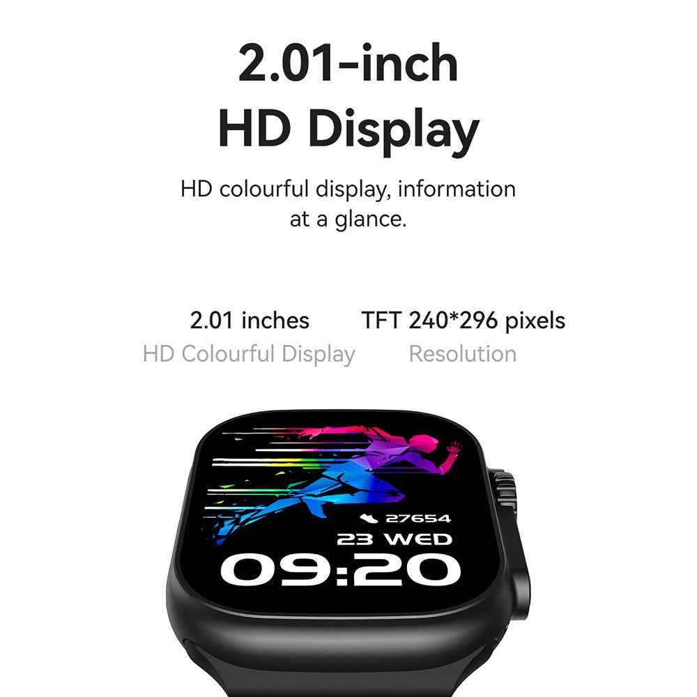 USAMS AT03 Sport-Smartwatch – 2,01 Zoll, Bluetooth-kompatibel, Sprachassistent, für Android & iOS