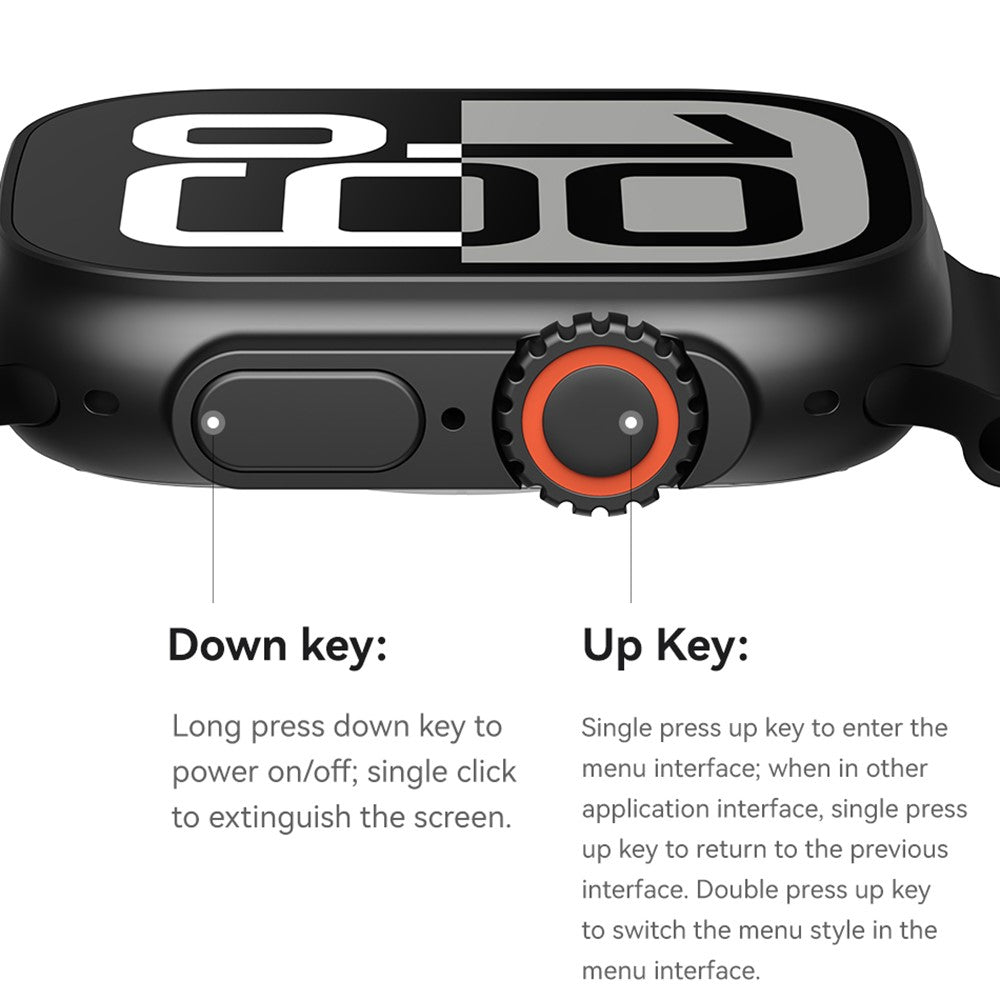 USAMS AT03 Sport-Smartwatch – 2,01 Zoll, Bluetooth-kompatibel, Sprachassistent, für Android & iOS