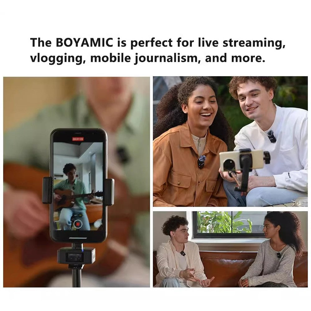 BOYA Live Drahtloses Lavalier-Mikrofon – Mit Rauschunterdrückung, 2 Sender & 1 Empfänger, für Broadcasts