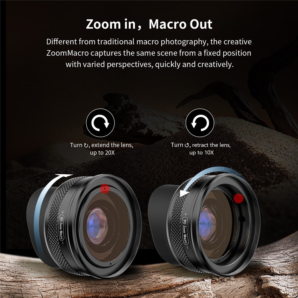 APEXEL APL-ZM100 F1.05 Makroobjektiv – Mit großer Blendenöffnung, 10- bis 20-fach, für Smartphones