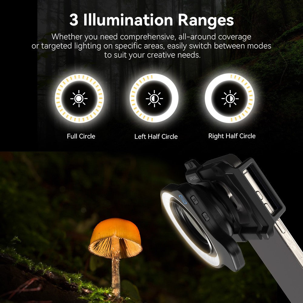 APEXEL APL-FL26 Makro-Aufhellleuchte – Für Handys zur Schmuckfotografie, mit 37-52-mm-Adapterring
