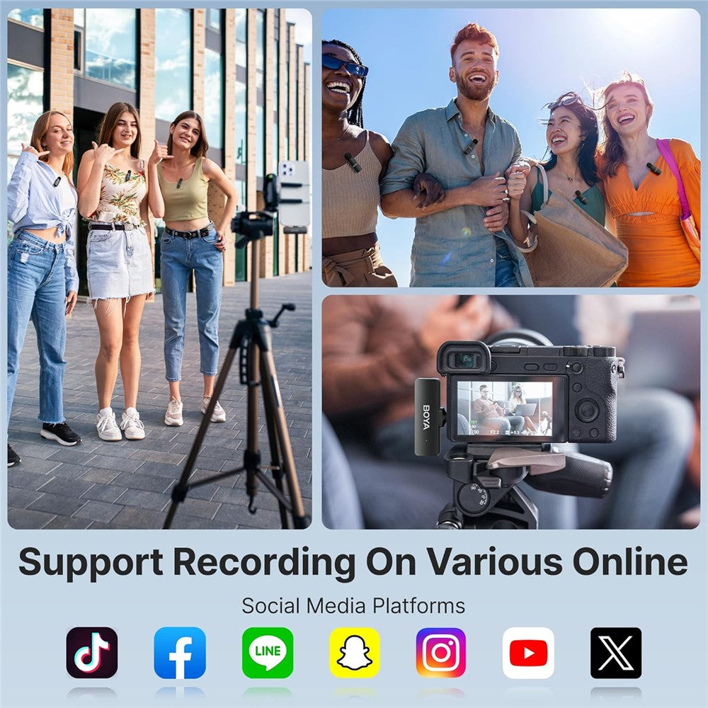 BOYA BY-V4 Funkmikrofonsystem – 4 Kanäle, mit Rauschunterdrückung & Ladeetui, für DSLR-Kameras, Live-Streaming & Vlogs