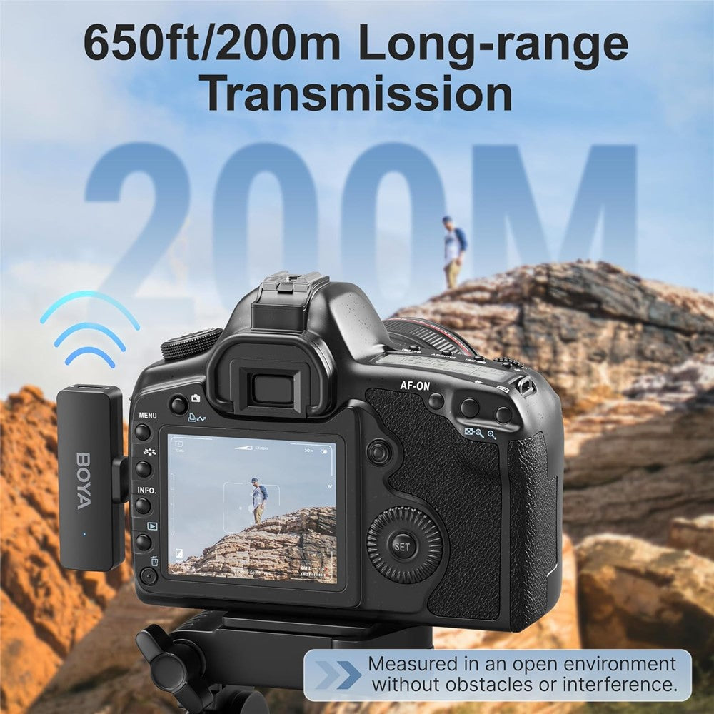 BOYA BY-V4 Funkmikrofonsystem – 4 Kanäle, mit Rauschunterdrückung & Ladeetui, für DSLR-Kameras, Live-Streaming & Vlogs