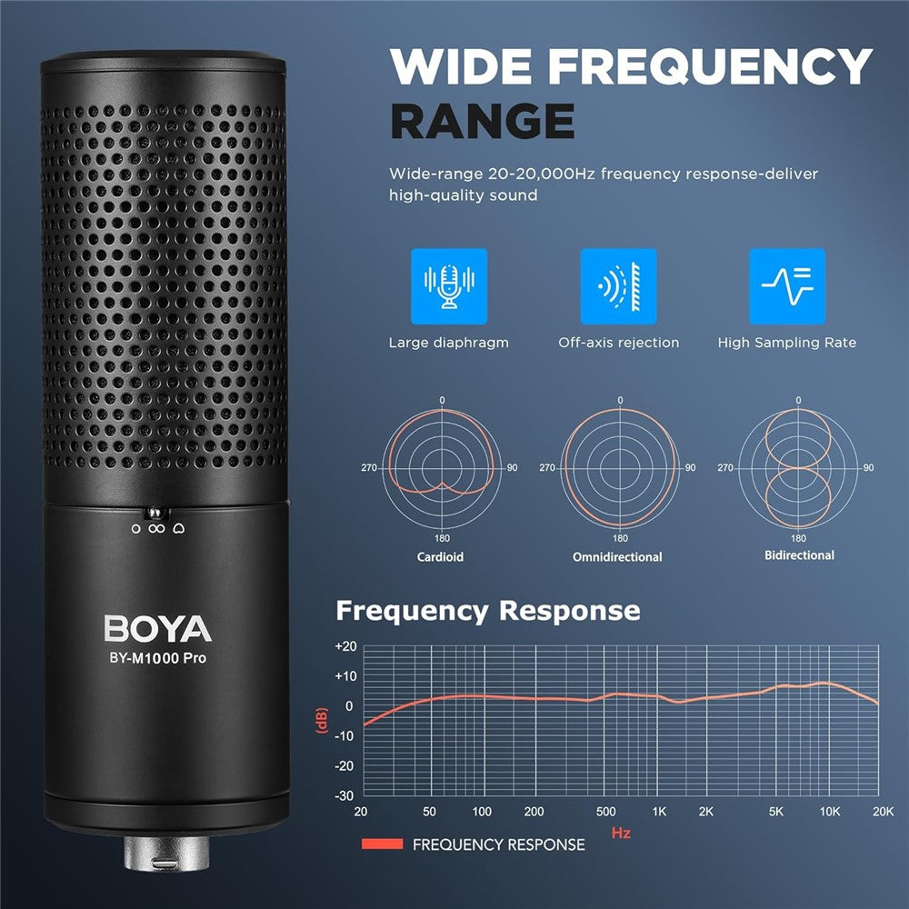 BOYA BY-M1000 Kondensatormikrofon – Gesangs- & Podcast-Mikrofon