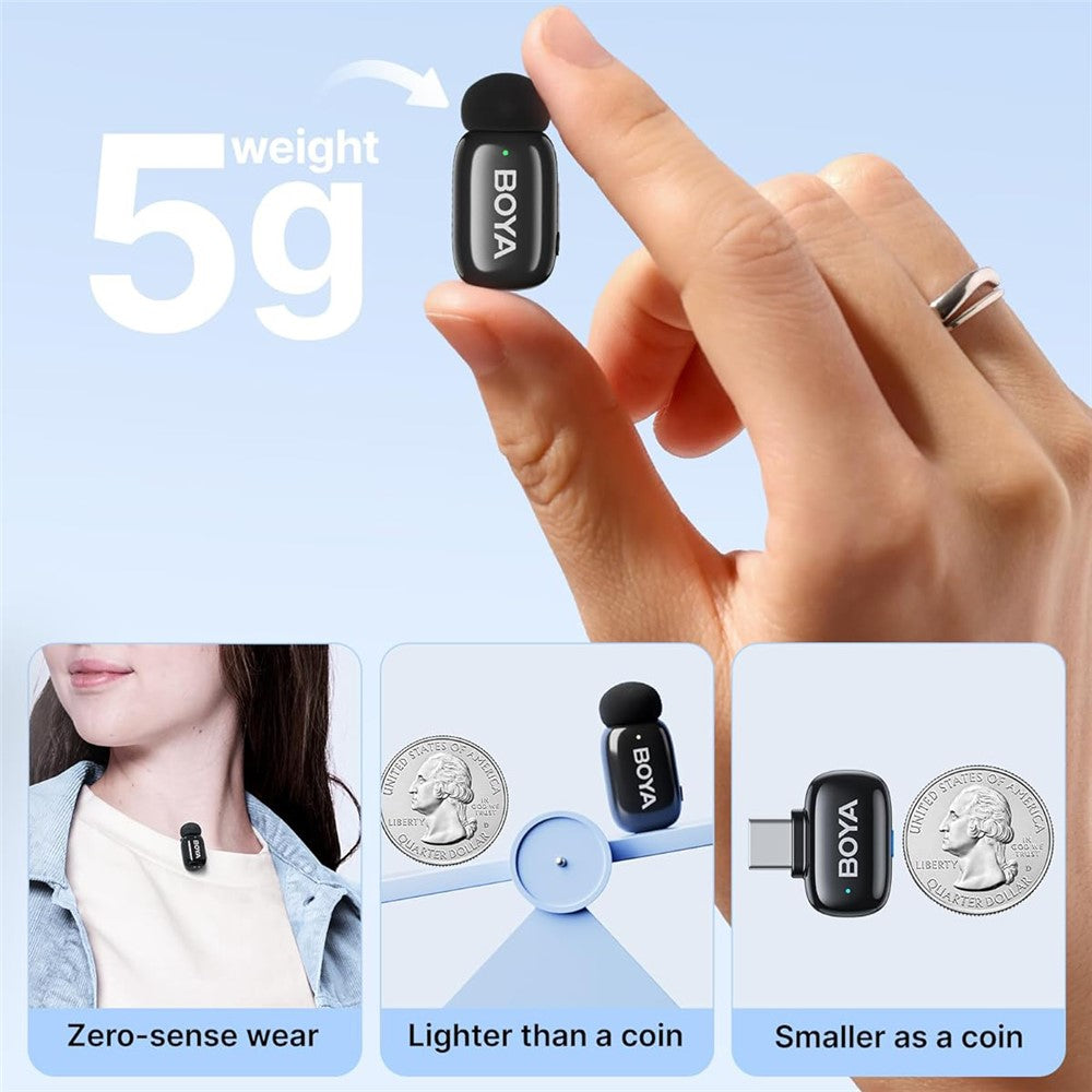 BOYA Mini-07 Drahtloses Lavalier-Mikrofon – Mit USB-C-Empfänger, für Aufnahmen, Interviews & Vlogging