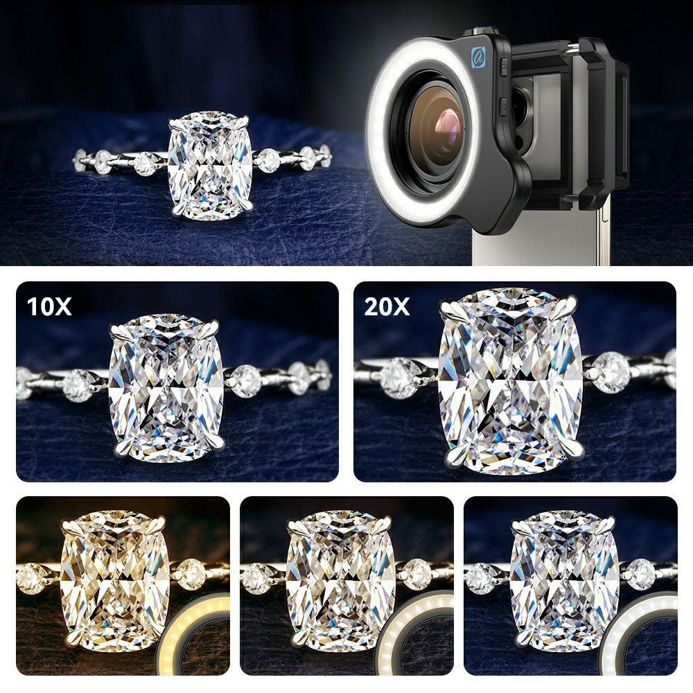 APEXEL APL-ZM100FL26 Zoom-Makro-Objektiv – Mit Ringlicht, HD-Makro