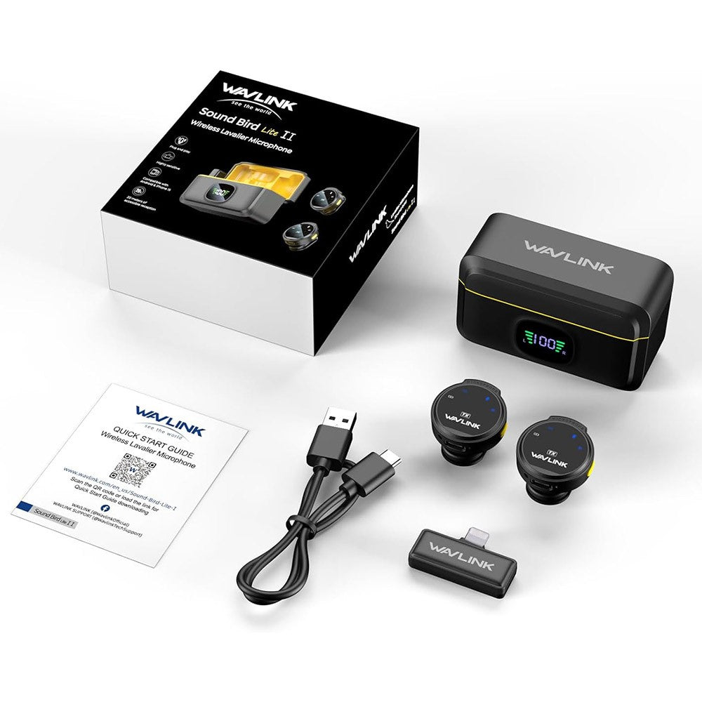 WAVLINK 608C Kabelloses Ansteckmikrofon – 2 Sender & Empfänger, für iPhone/iPad, zur Videoaufnahme