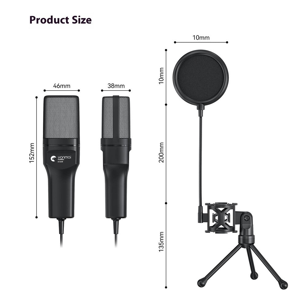 YANMAI SF-777R USB-Kondensator-Mikrofon – Mit RGB-Beleuchtung, für Computer-Gaming