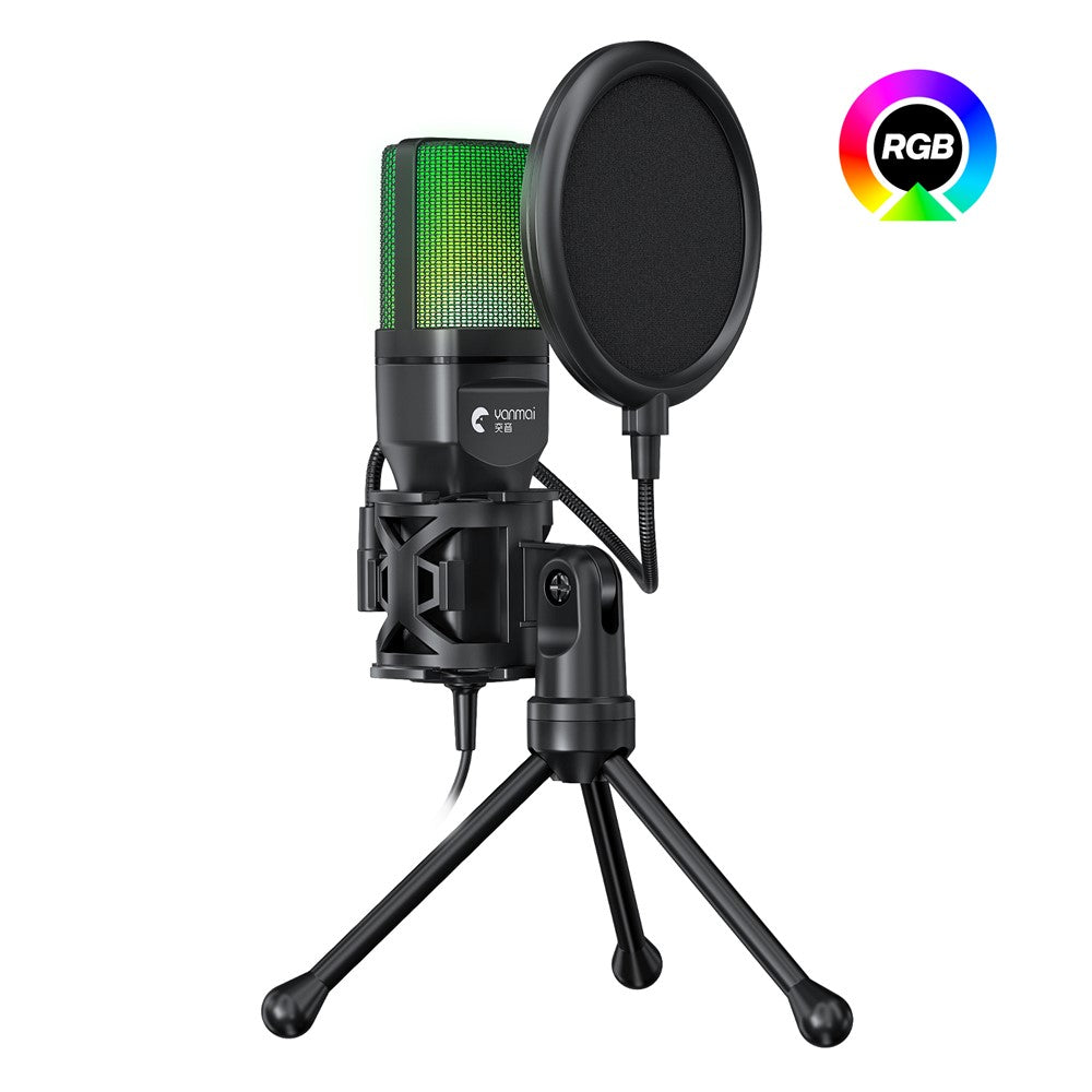 YANMAI SF-777R USB-Kondensator-Mikrofon – Mit RGB-Beleuchtung, für Computer-Gaming