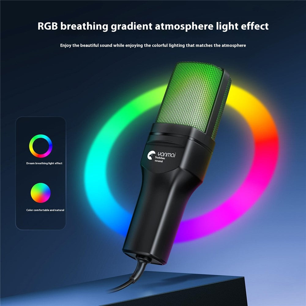 YANMAI SF-777R USB-Kondensator-Mikrofon – Mit RGB-Beleuchtung, für Computer-Gaming