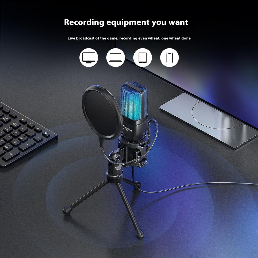 YANMAI SF-777R USB-Kondensator-Mikrofon – Mit RGB-Beleuchtung, für Computer-Gaming