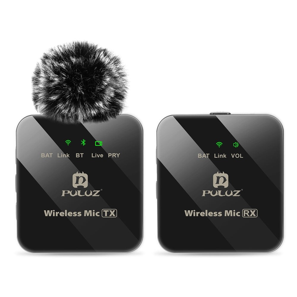 PULUZ PU3153B Drahtloses Lavalier-Mikrofonsystem – Mit Echtzeit-Monitoring, für Vlogs, Live-Streaming & Interviews, 1 Sender & 1 Empfänger
