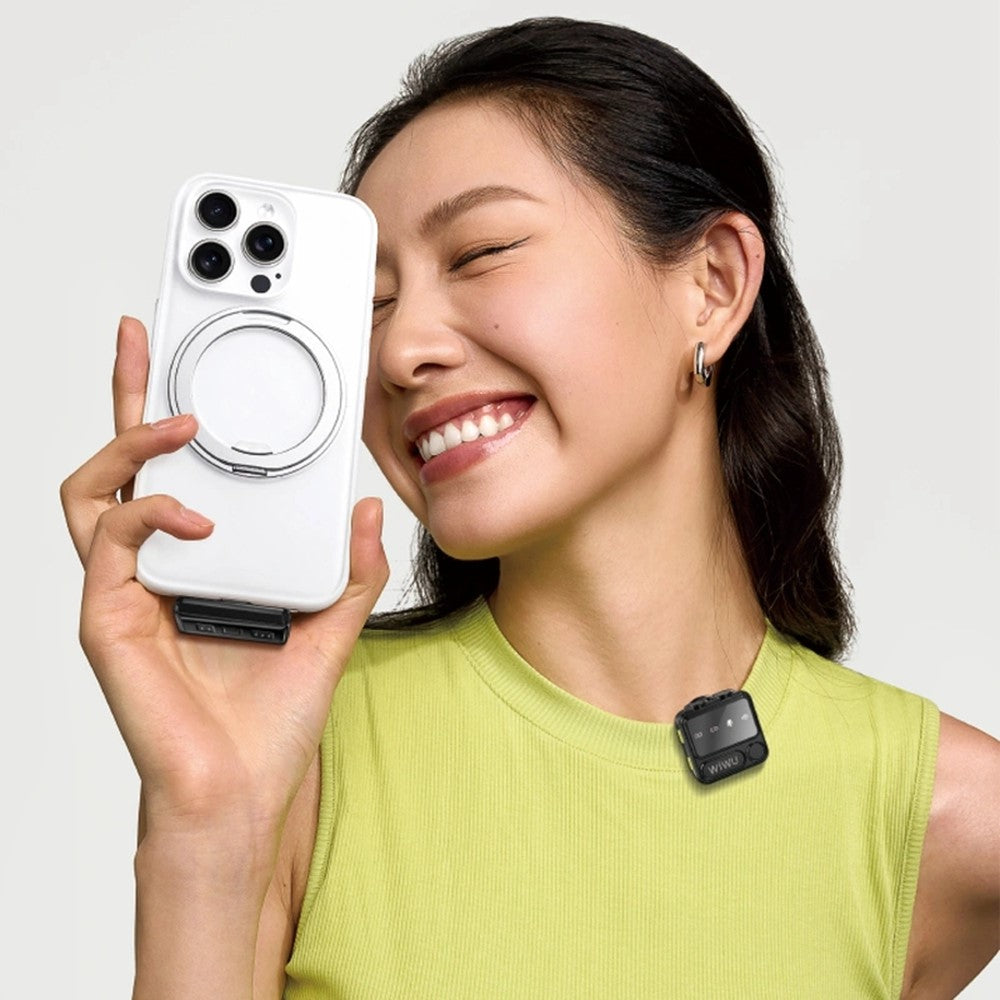WIWU Wi-WM005 Drahtloses Lavalier-Mikrofon – Bluetooth-fähig, mit Rauschunterdrückung, IP- & Typ-C-2-in-1-Empfänger