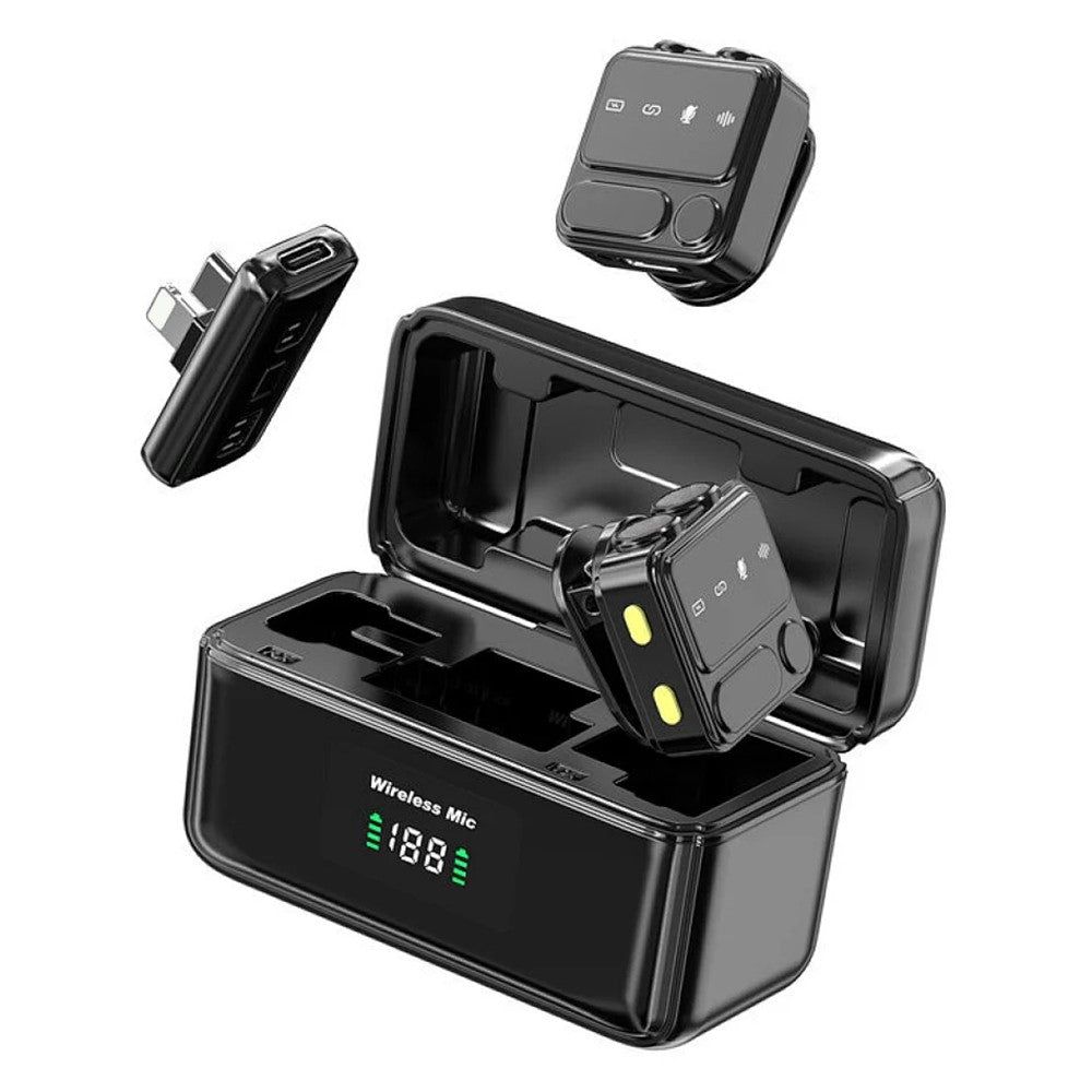 WIWU Wi-WM005 Drahtloses Lavalier-Mikrofon – Bluetooth-fähig, mit Rauschunterdrückung, IP- & Typ-C-2-in-1-Empfänger