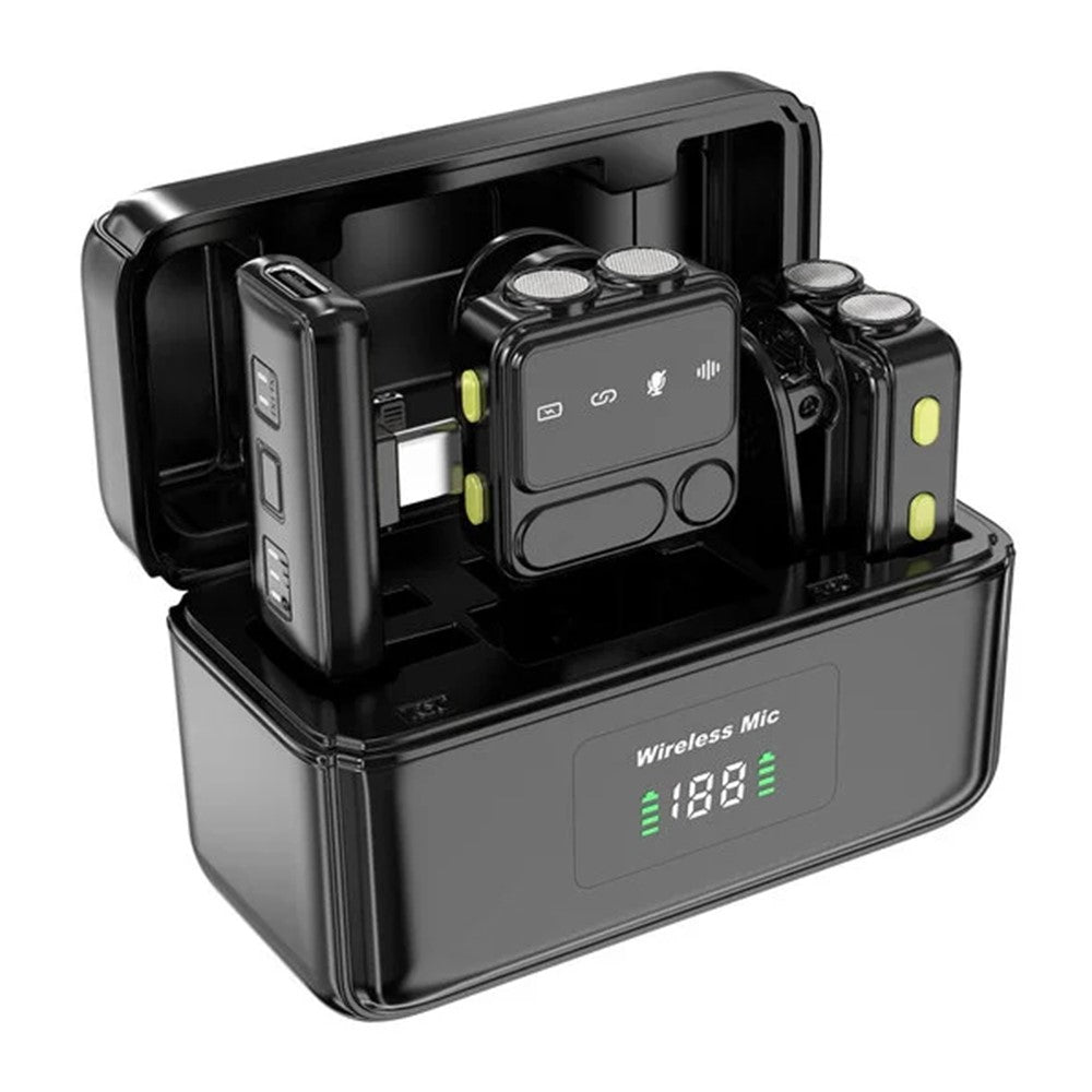 WIWU Wi-WM005 Drahtloses Lavalier-Mikrofon – Bluetooth-fähig, mit Rauschunterdrückung, IP- & Typ-C-2-in-1-Empfänger