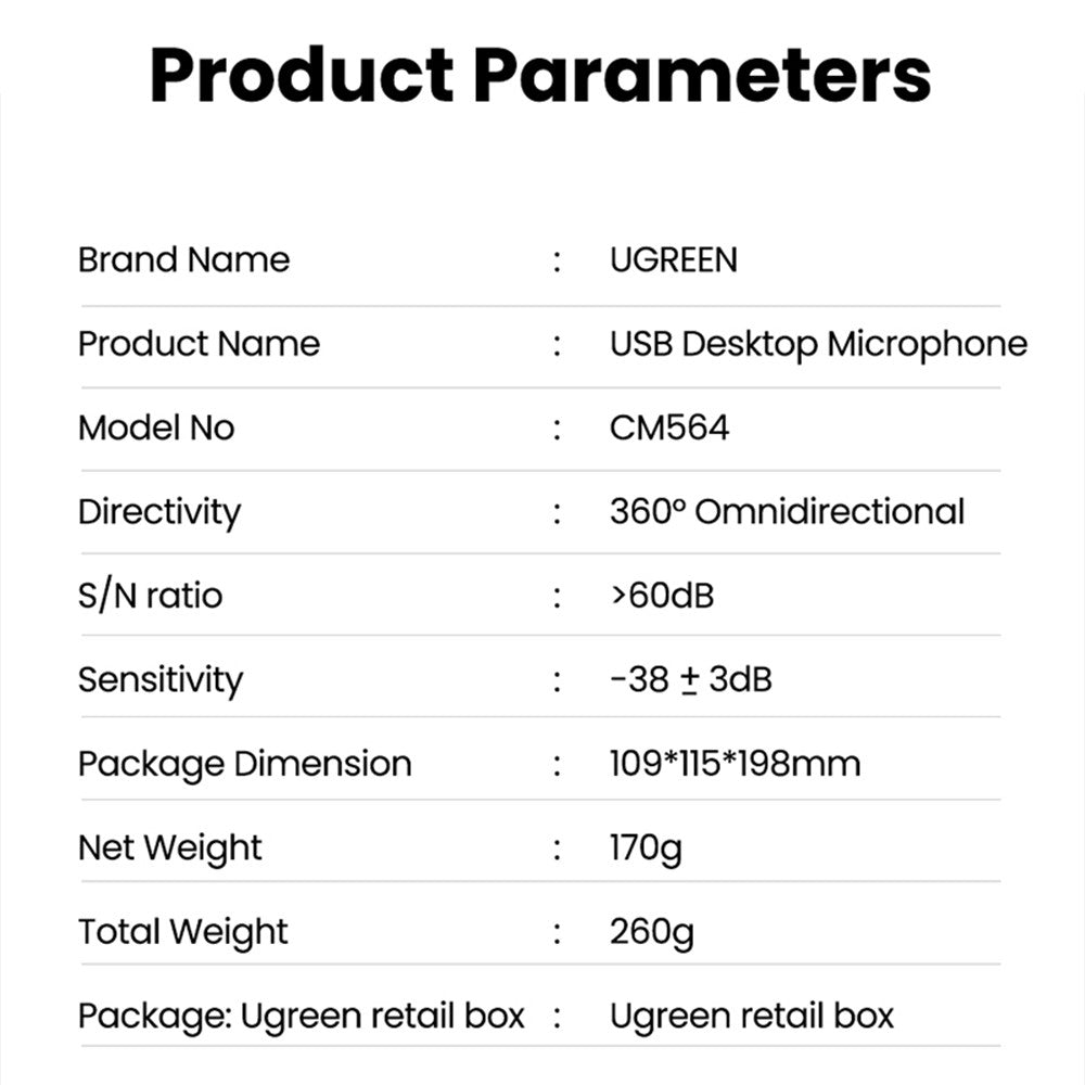 UGREEN Desktop-Mikrofon – USB, mit Schwanenhals, für YouTube-Streaming & Gaming
