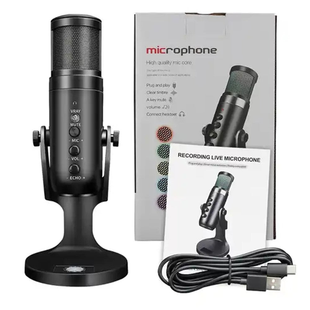 JMARY MC-PW9 Mikrofon – Mit USB-Kabel, Plug-and-Play-Funktion, RGB-Beleuchtung