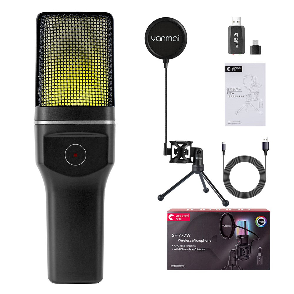 YANMAI SF-777W Drahtloses Mikrofon – RGB, für Live-Streaming, Gaming & Online-Konferenzen