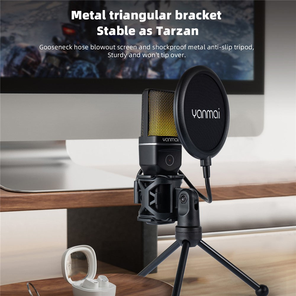 YANMAI SF-777W Drahtloses Mikrofon – RGB, für Live-Streaming, Gaming & Online-Konferenzen