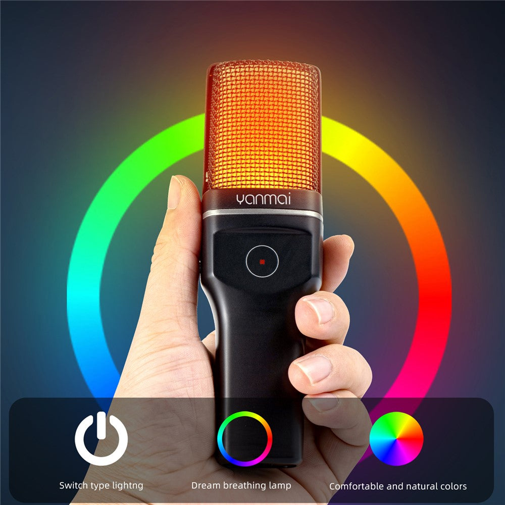YANMAI SF-777W Drahtloses Mikrofon – RGB, für Live-Streaming, Gaming & Online-Konferenzen
