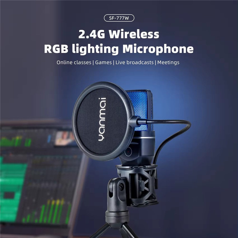 YANMAI SF-777W Drahtloses Mikrofon – RGB, für Live-Streaming, Gaming & Online-Konferenzen