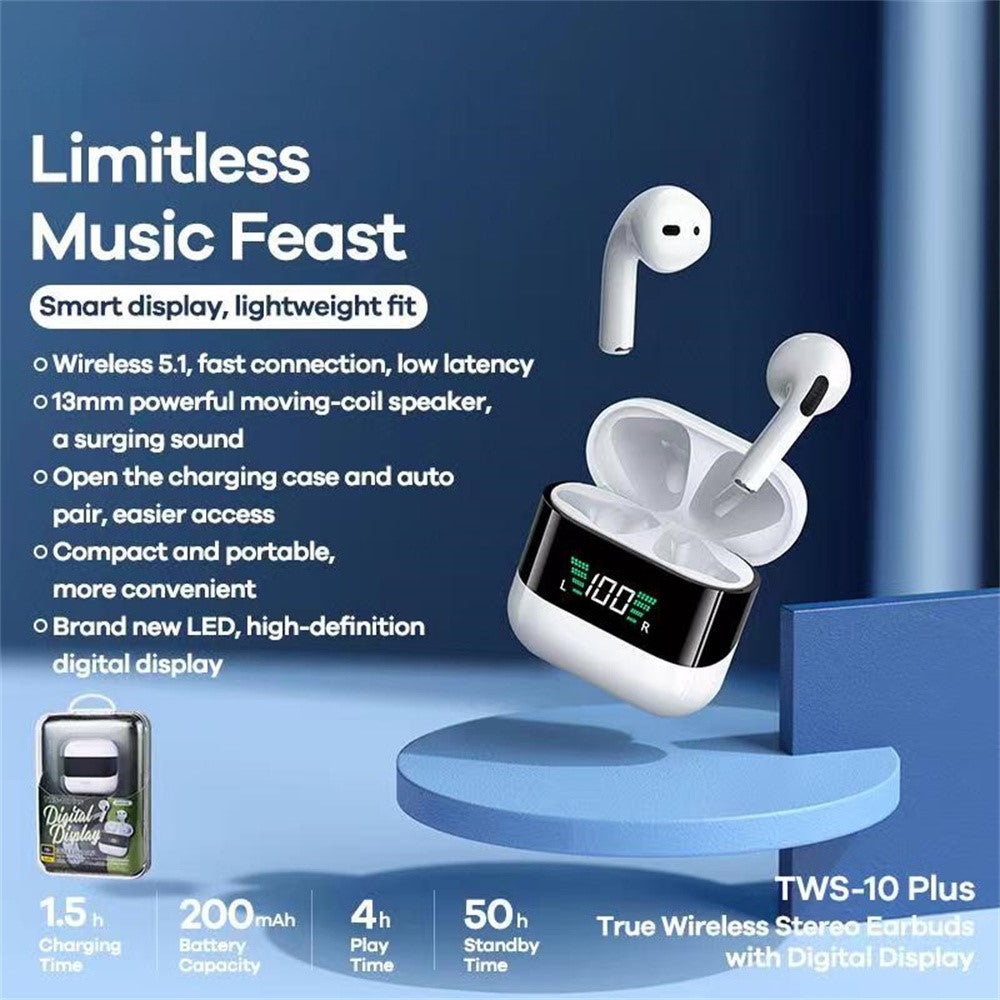 REMAX TWS-10Plus TWS Kabelloser In-Ear Kopfhörer – Digital Display, Bluetooth-kompatibel