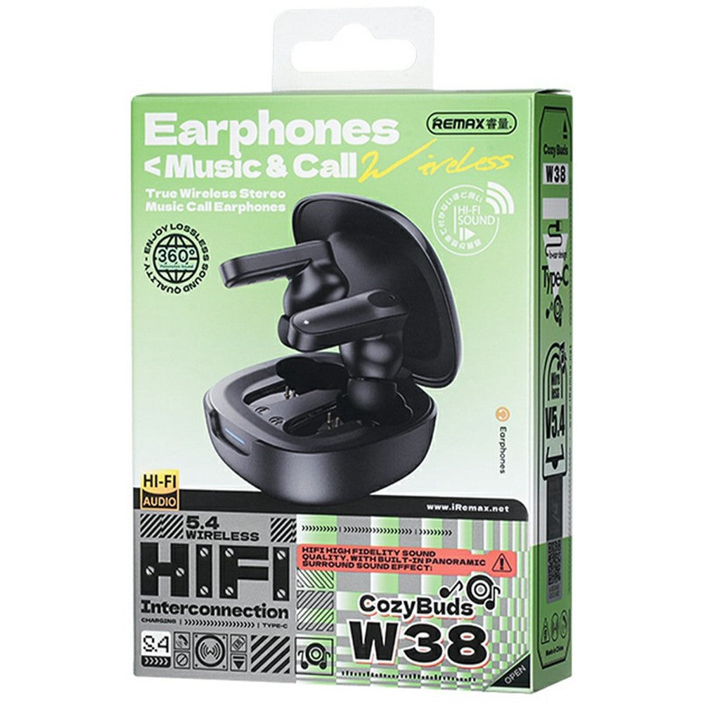 REMAX Cozybuds W38 Kabelloser In-Ear Kopfhörer – Mit Stereo-Musikwiedergabe, Anruffunktion, Bluetooth-kompatibel, & HiFi-Sound & Gaming-Modus