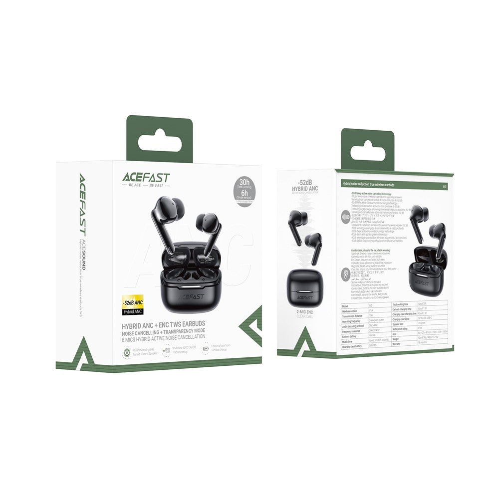 ACEFAST W5 TWS Kabelloser In-Ear Kopfhörer – Mit Hybrid-ANC & ENC-Geräuschunterdrückung, Bluetooth-kompatibel