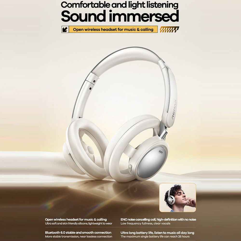 REMAX RB-870 ENC Kabelloser Over-Ear Kopfhörer – Mit Geräuschunterdrückung, offenem Design & Bluetooth-Kompatibilität