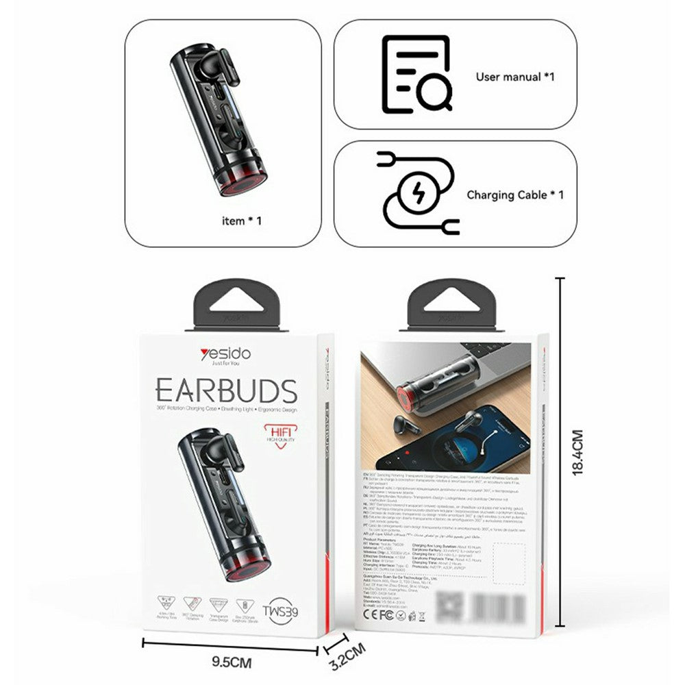 YESIDO TWS39 TWS Kabelloser In-Ear Kopfhörer – Bluetooth-kompatibel, 5.3 Semi-In-Ear-Ohrhörer, mit Dual-ENC-Geräuschunterdrückung & Mikrofon