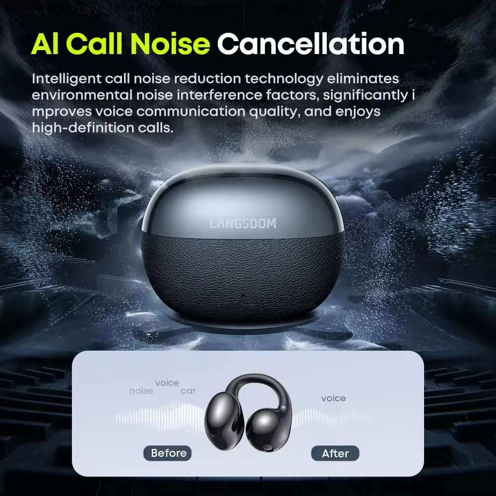 LANGSDOM TS30 OWS Open-Ear Kopfhörer – Bluetooth-kompatibel, 6.0 Clip-On-Kopfhörer, für Sport