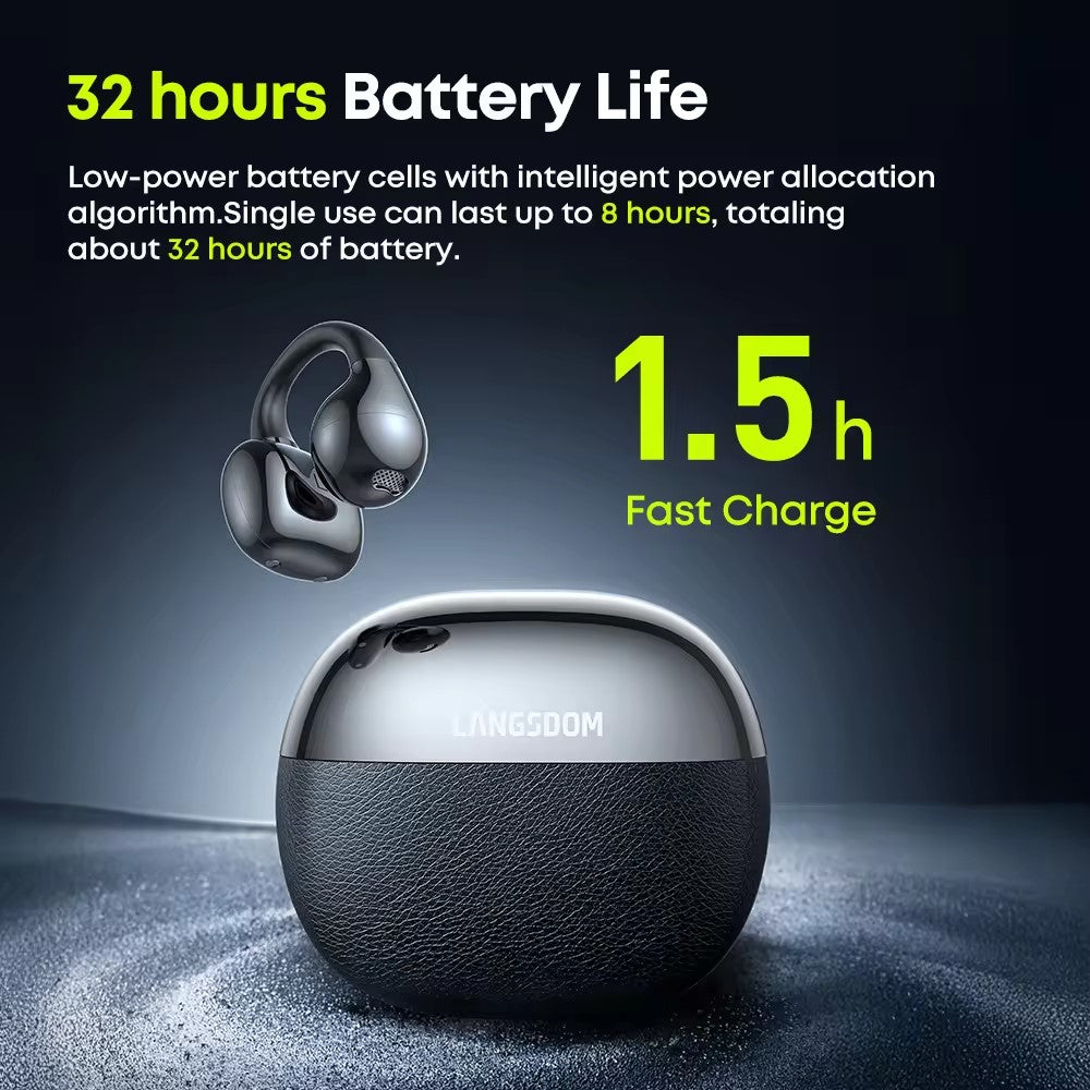 LANGSDOM TS30 OWS Open-Ear Kopfhörer – Bluetooth-kompatibel, 6.0 Clip-On-Kopfhörer, für Sport